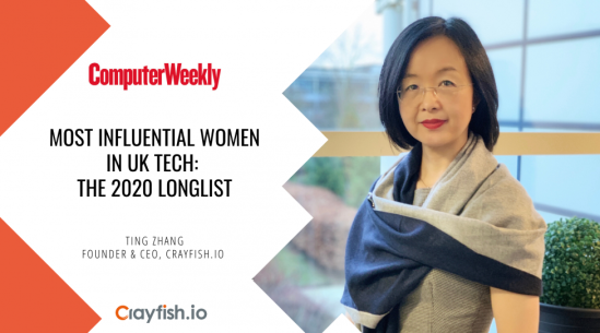 Crayfish.io Founder & CEO Ting Zhang has been recognised in the Most Influential Women in UK Tech 2020 list by ComputerWeekly magazine